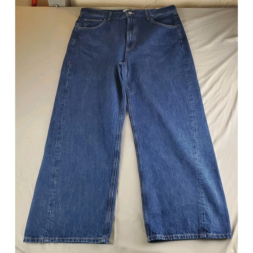 Free People East Bay Cuffed Jeans 33 We The Free Blue Denim Slouchy Concord